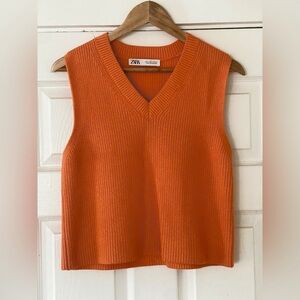 Zara Women's Orange Sweater Vest